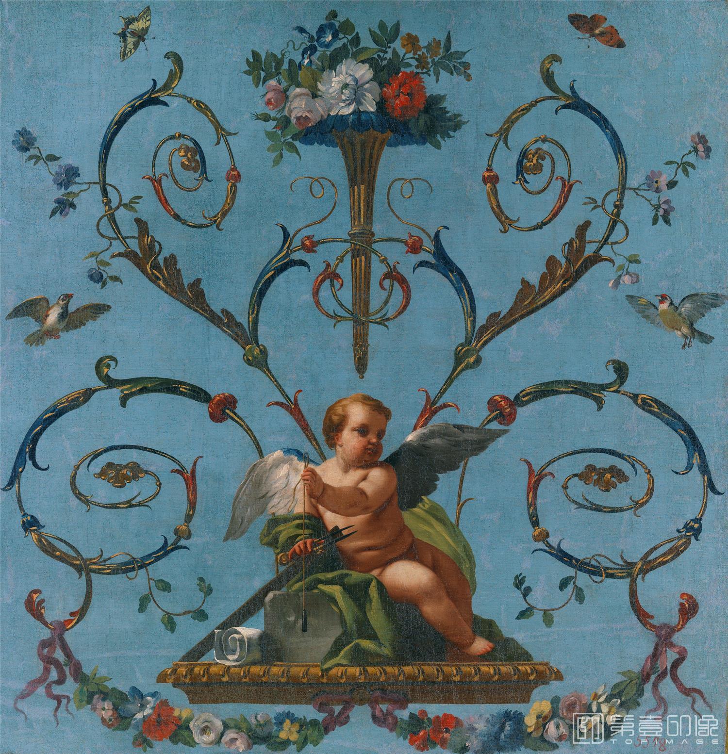 油画-西班牙普拉多美术馆油画藏画-Castillo, José del-Alegoría de la Arquitectura-117cm x 113cm-0531